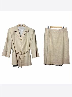 Burberry London Linen Tie Waist Skirt Suit Set